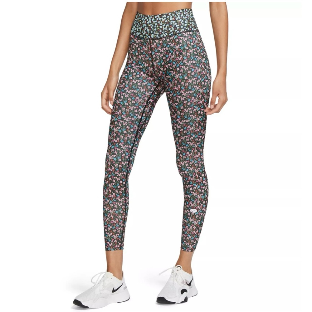 Nike Dri-FIT 7/8 Fem Floral Leggings Black, Pink & Blue Size XXL‎